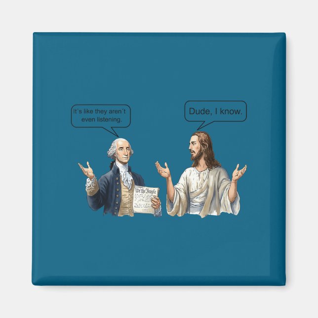 George Washington und Jesus Christus Diskussions-M Magnet (Vorne)