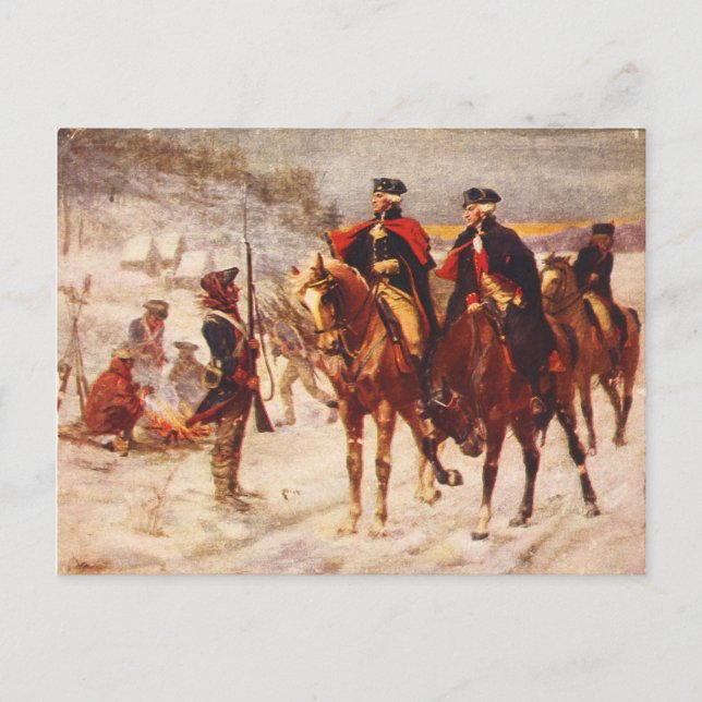 George Washington und Lafayette bei Valley Forge Postkarte (Vorderseite)