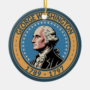 George Washington US-Präsident Illustration Badge Keramik Ornament
