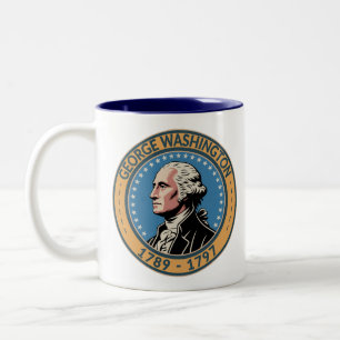 George Washington US-Präsident Illustration Badge Zweifarbige Tasse