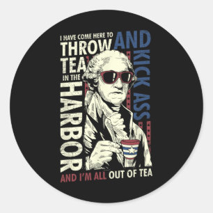 George Washington warf Tee am 4. Juli Runder Aufkleber
