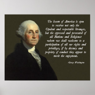 George Washington Zitate zur Einwanderung Poster