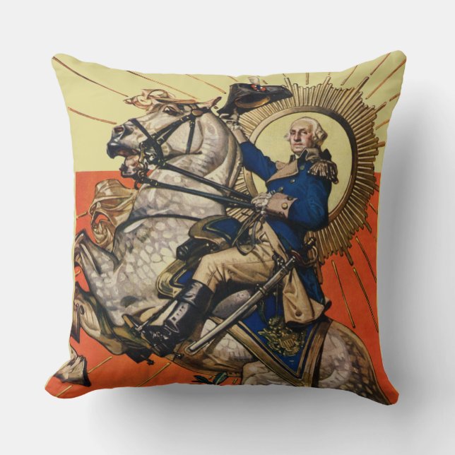 George Washington zu Pferd Kissen (Vorderseite)