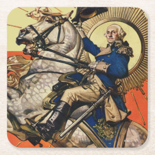 George Washington zu Pferd Rechteckiger Pappuntersetzer