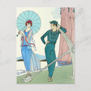 Georges Barbier Lady à la plage Carte postale