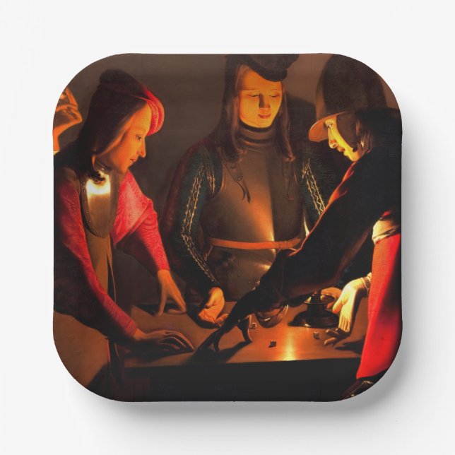Georges de la Tour - The Dices Players Pappteller (Vorderseite)
