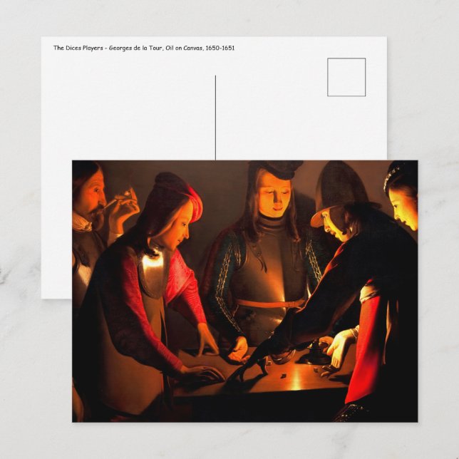 Georges de la Tour - The Dices Players Postkarte (Vorne/Hinten)