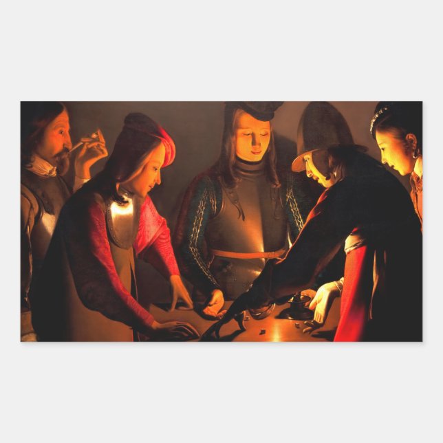 Georges de la Tour - The Dices Players Rechteckiger Aufkleber (Vorderseite)