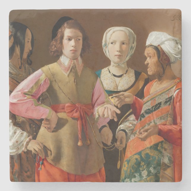 Georges de la Tour - The Fortune Teller Steinuntersetzer (Vorderseite)