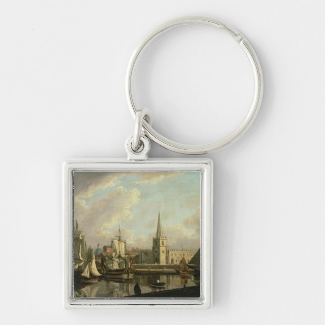 Georges Dock-Becken, Liverpool, 1797 (Öl auf canva Schlüsselanhänger (Vorne)