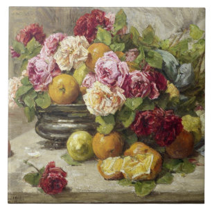 Georges Jeannin Still Life of Rose and Fruit Fliese