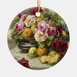 Georges Jeannin Still Life of Rose and Fruit Keramik Ornament