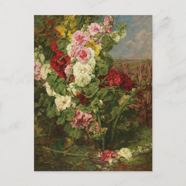 Georges Jeannin Vintag Hollyhock Postkarte (Vorderseite)