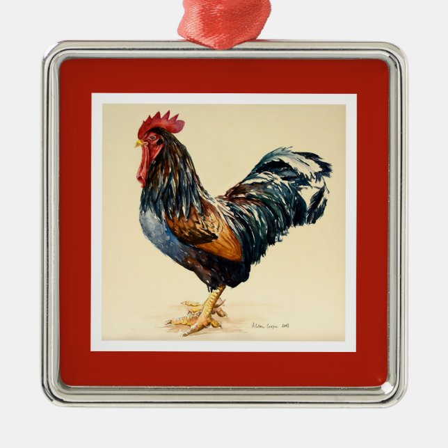 Georges junger Hahn 2007 Silbernes Ornament (Vorne)