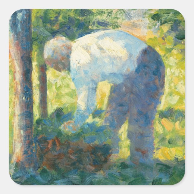 Georges Pierre Seurat | Der Gärtner Quadratischer Aufkleber (Vorderseite)