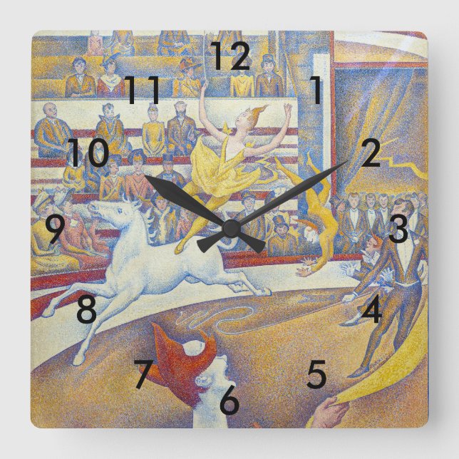 Georges Seurat - Der Zirkus Quadratische Wanduhr (Vorderseite)