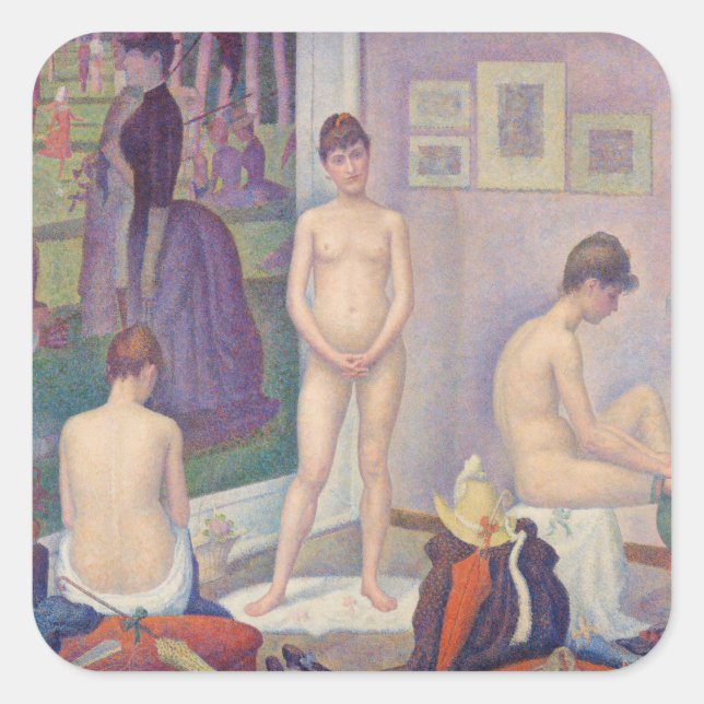 Georges Seurat - Die Modelle Quadratischer Aufkleber (Vorderseite)