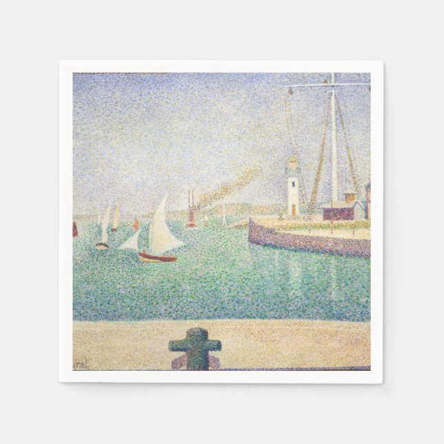 Georges Seurat - Eintritt in den Hafen von Honfleu Serviette (Vorderseite)