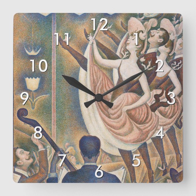 Georges Seurat - Le Chahut Quadratische Wanduhr (Vorderseite)