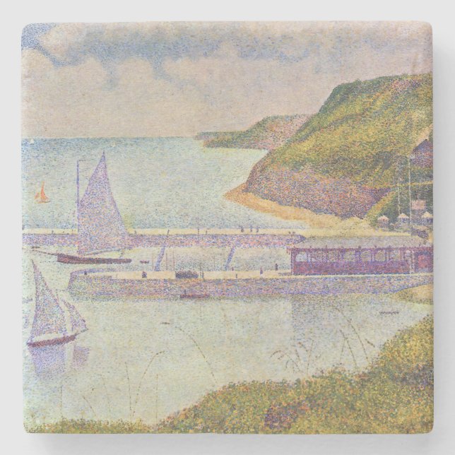 Georges Seurat - Port-en-Bessin bei Hochtide Steinuntersetzer (Vorderseite)