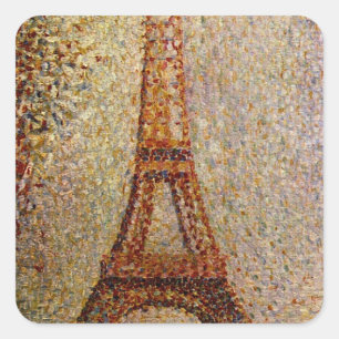 Georges Seurats Gemälde: Der Eiffelturm (1889) Quadratischer Aufkleber