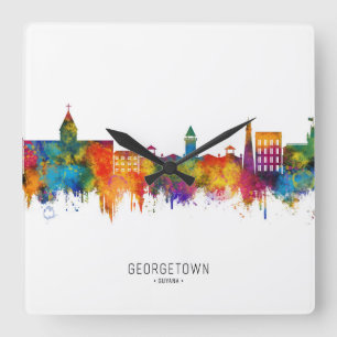 Georgetown Guyana Skyline Quadratische Wanduhr