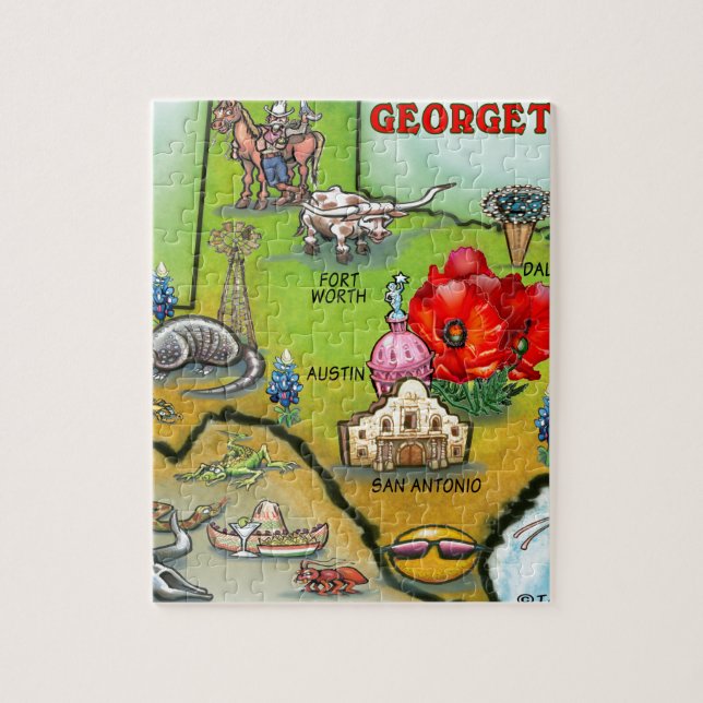 Georgetown Texas Cartoon Karte (Vertikal)