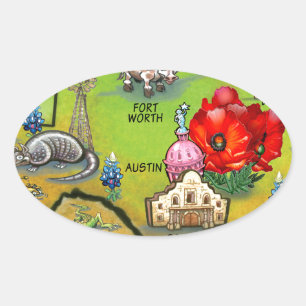 Georgetown Texas Cartoon Karte Ovaler Aufkleber