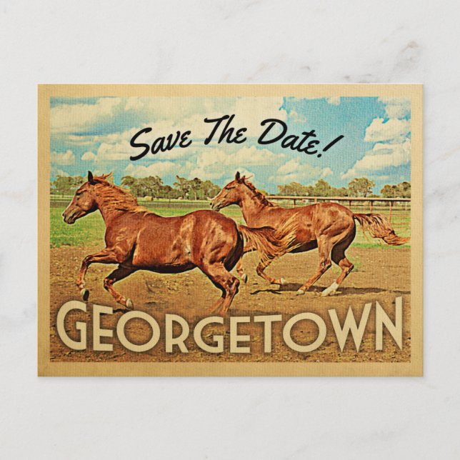 Georgetown Texas Save the Date Pferde Ankündigungspostkarte (Vorderseite)