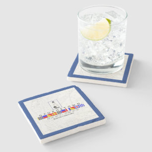 Georgetownseeflaggen-und -koordinaten-Untersetzer Steinuntersetzer