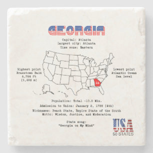 Georgia American Staat auf der Karte und nützliche Steinuntersetzer