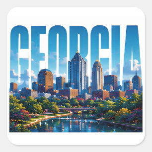 Georgia Atlanta Skyline Südliche Stadt Abenteuer Quadratischer Aufkleber