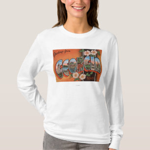 Georgia (Cherokee Rose) - große Buchstabe-Szenen T-Shirt