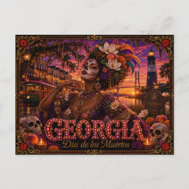 Georgia Día de los Muertos Retro Postkarte