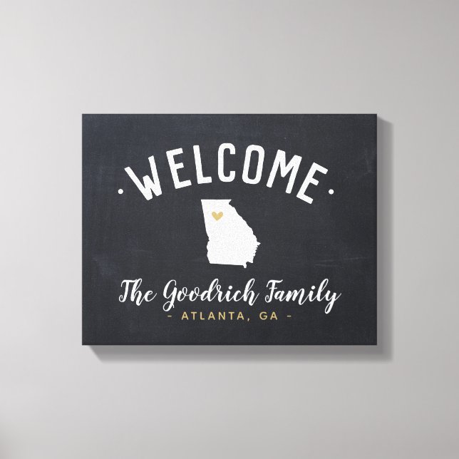 Georgia Family Monogram Welcome Sign Leinwanddruck (Vorderseite)