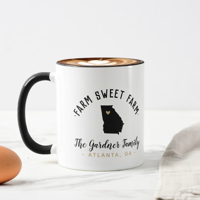 Georgia Farm Sweet Farm Famille Monogramme Mug (Créateur téléchargé)