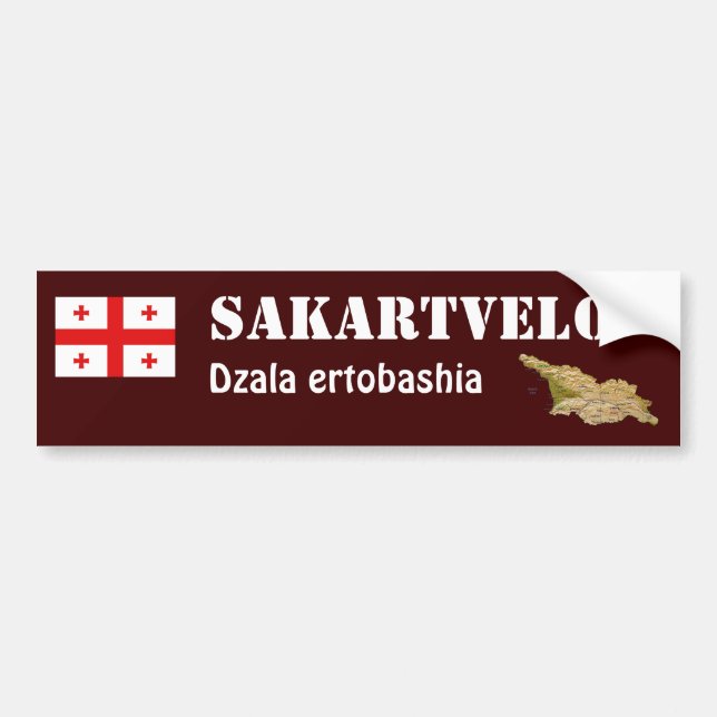 Georgia Flag + Map Autoaufkleber (Vorne)