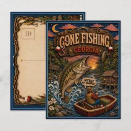Georgia Gone Fishing Schwarzbarsch Postkarte