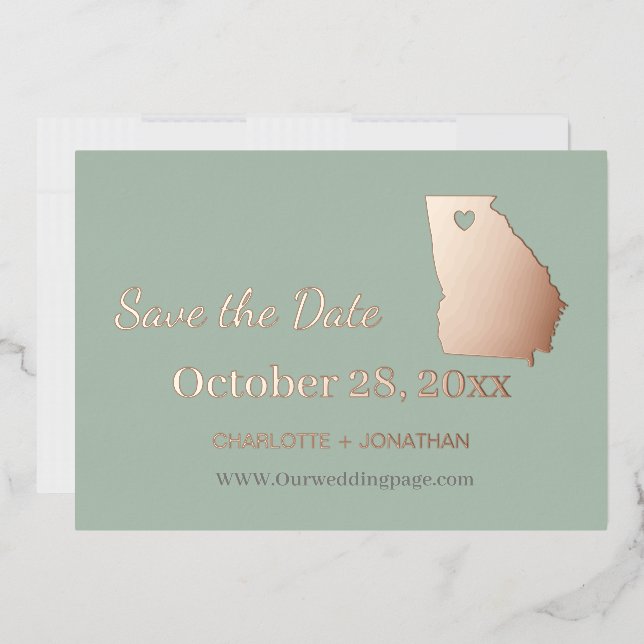 Georgia Hochzeit speichern das Datum Rose Gold Folieneinladung (Briefumschlag)
