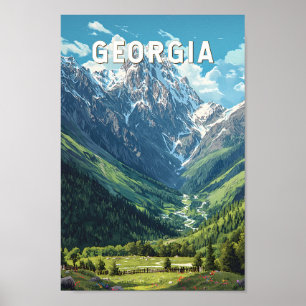 Georgia Illustration Travel Art Vintag Poster