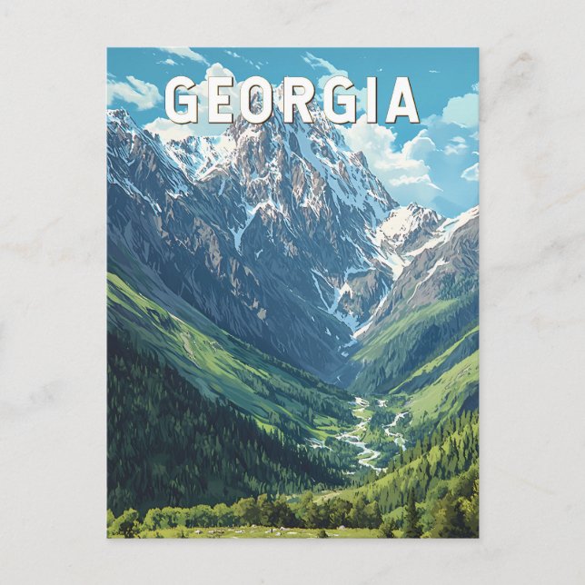 Georgia Illustration Travel Art Vintag Postkarte (Vorderseite)