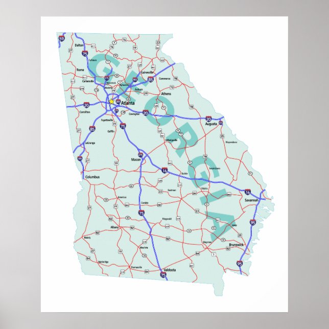 Georgia Interstate Map Print Poster (Vorne)