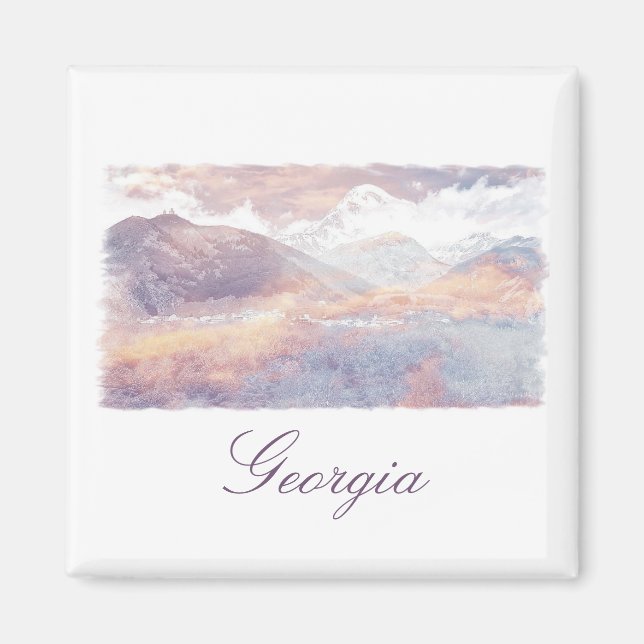 Georgia Kazbegi Architecture Nature Magnet (Vorne)