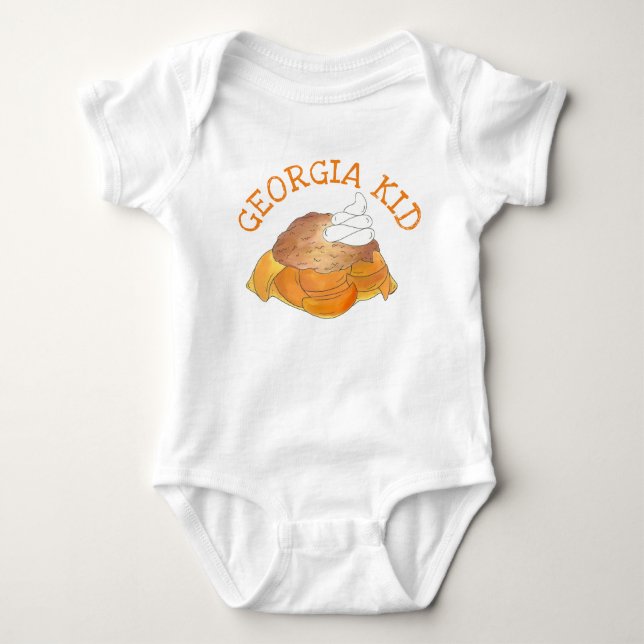 Georgia Kid Peach Cobbler Southern Dessert Feinsch Baby Strampler (Vorderseite)