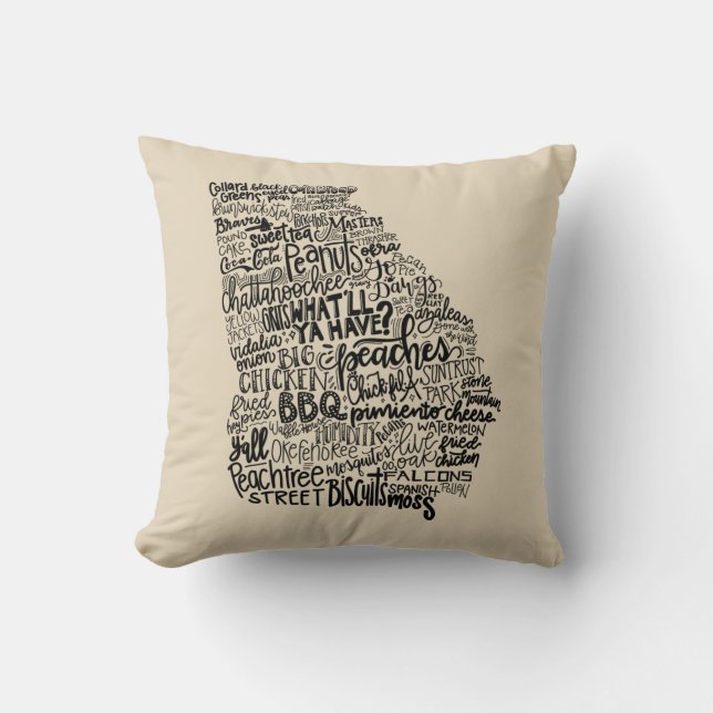 Georgia-Kissen - Handlettered Entwurf Kissen (Vorderseite)