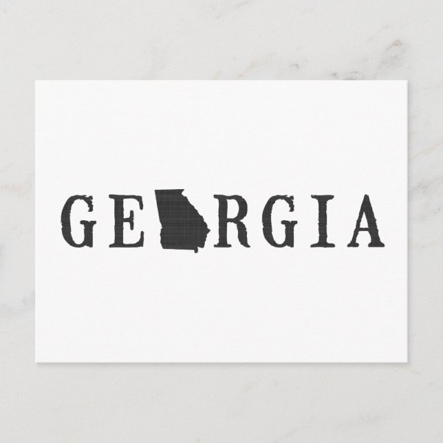Georgia Map Shaped Letter Staat Word Art Black Postkarte (Vorderseite)