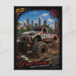 Georgia Monster Truck Gelände Kunst Postkarte