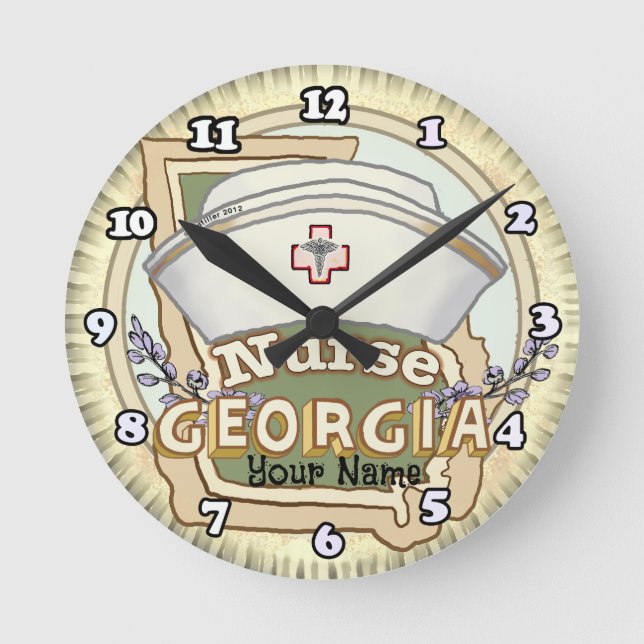 Georgia Nurse Runde Wanduhr (Vorderseite)