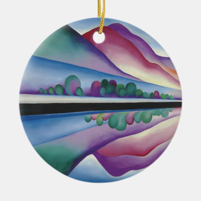 Georgia_O'Keeffe - Lake George Reflection Keramik Ornament (Vorne)
