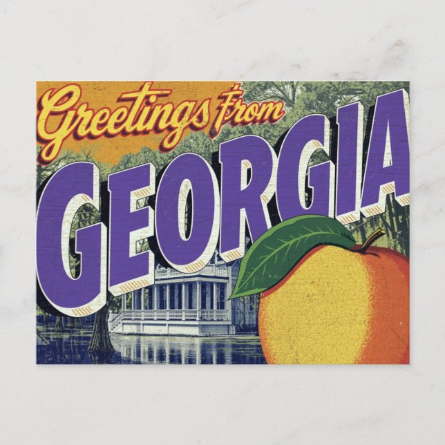 Georgia Peach and Mansion Postkarte (Vorderseite)
